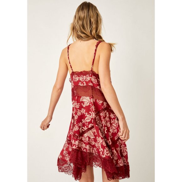 FREE PEOPLE All Nighter Trapeze Slip / Red Combo - Picture 3 of 7